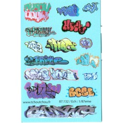 87.132 - tags / graffiti - 4 - Décalques - 1/87eme - HO
