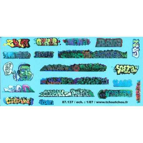 87.137 - tags / graffiti 8 - Décalques - 1/87eme - HO