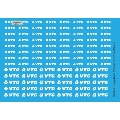 99.002 logo VTG de 4mm et 6mm de haut 1/87eme HO